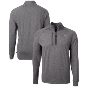 Men's Cutter & Buck  Heather Black Spelman College Jaguars Big & Tall Adapt Eco Knit Quarter-Zip Pullover Top