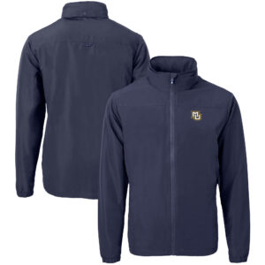 Men's Cutter & Buck  Navy Marquette Golden Eagles Big & Tall Charter Eco Knit Recycled Full-Zip Jacket