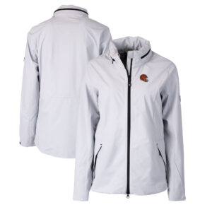 Women's Cutter & Buck  Gray Cincinnati Bengals Helmet Logo Vapor Water Repellent Stretch Full-Zip Rain Jacket