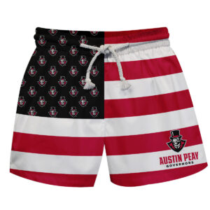 Toddler Vive La Fete  Red/Black Austin Peay State Governors Flag Swim Trunks