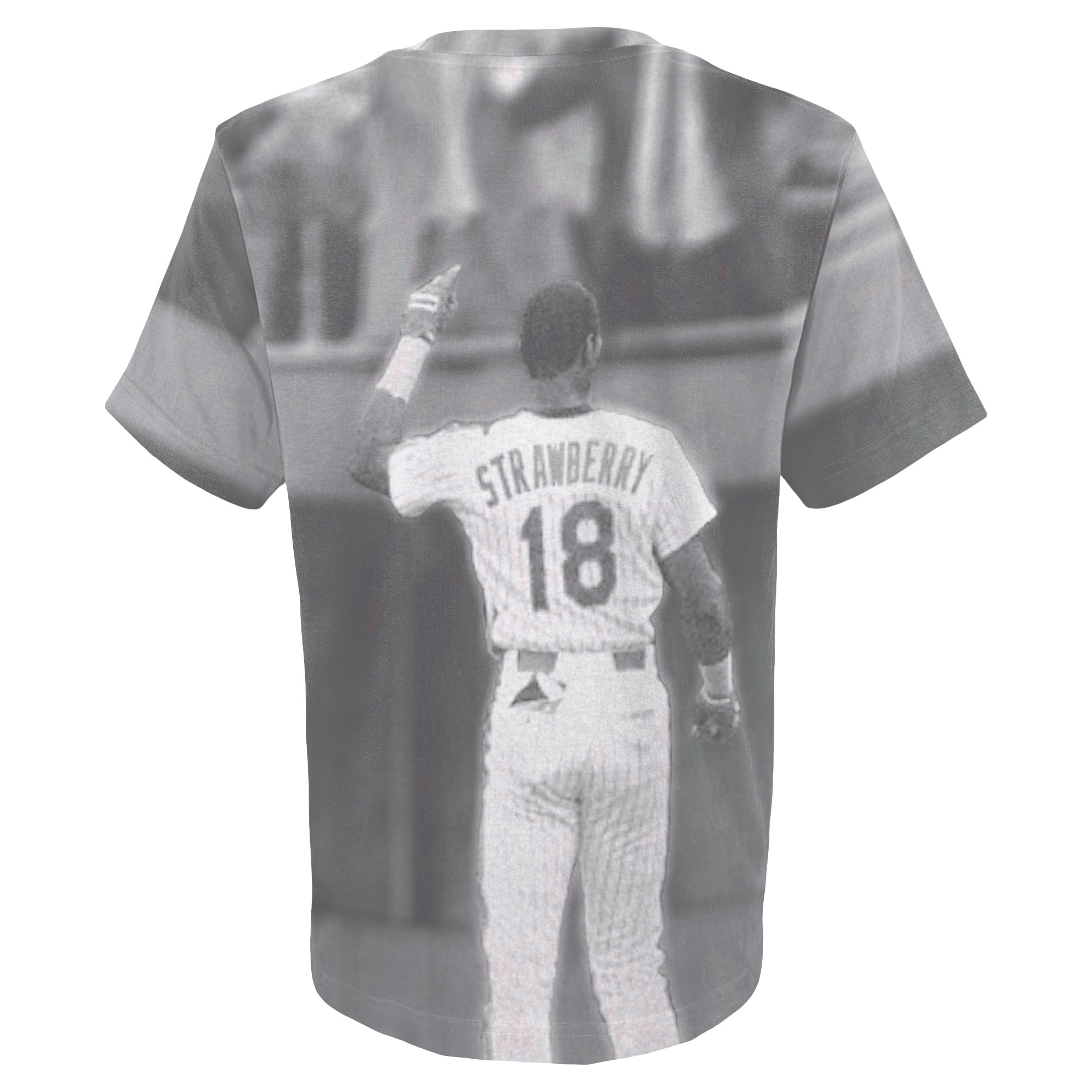 Youth Mitchell & Ness Darryl Strawberry White New York Mets Sublimated Player T-Shirt - Image 4