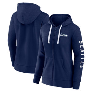 Women's Fanatics Heather College Navy Seattle Seahawks Plus Size City Ties Full-Zip Hoodie