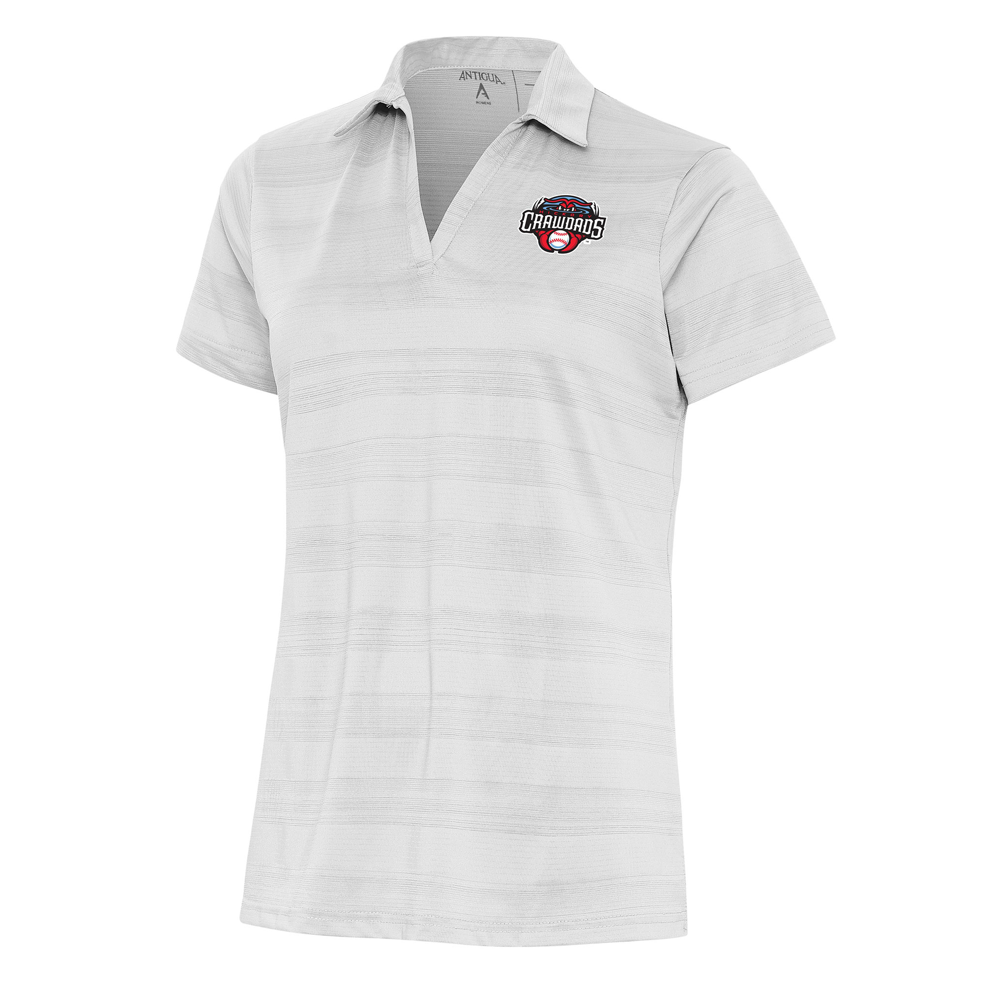 Women's Antigua White Hickory Crawdads Compass Polo