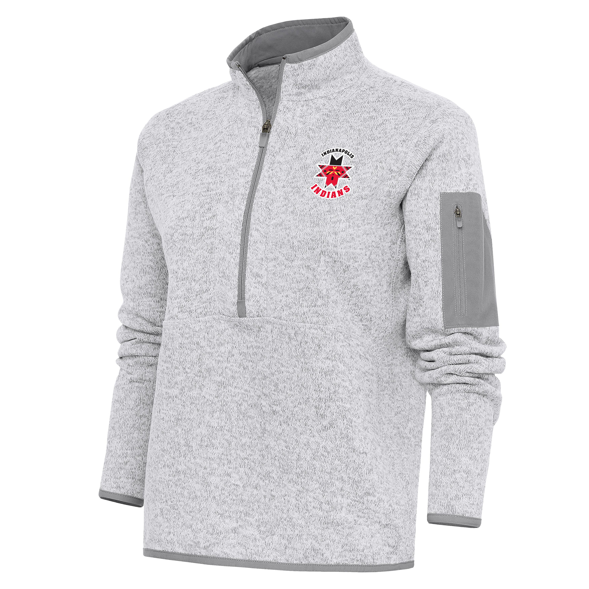 Women's Antigua Heather Gray Indianapolis Indians Fortune Half-Zip Pullover Jacket