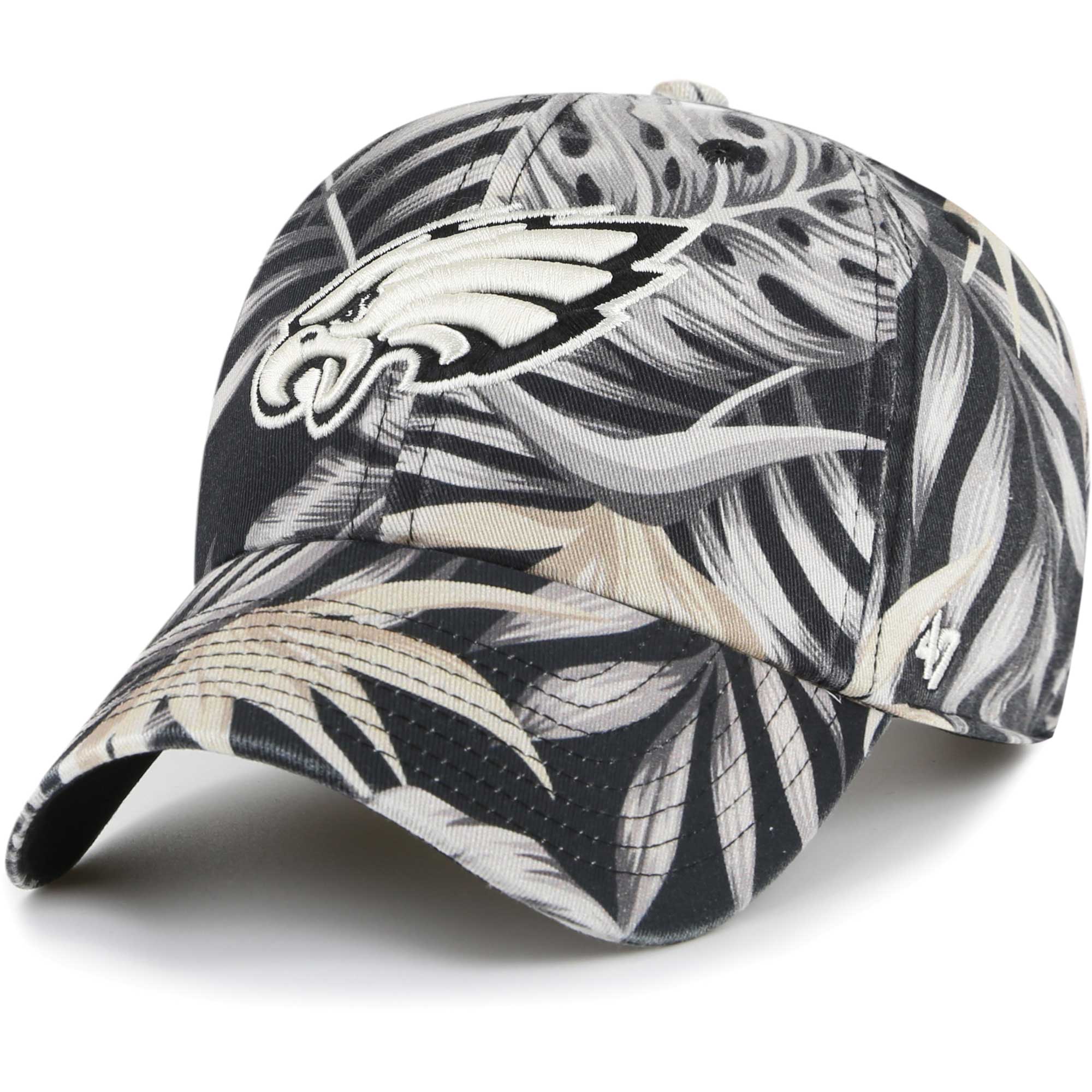 Men's '47 Black Philadelphia Eagles Tropicalia Clean Up Adjustable Hat - Image 2