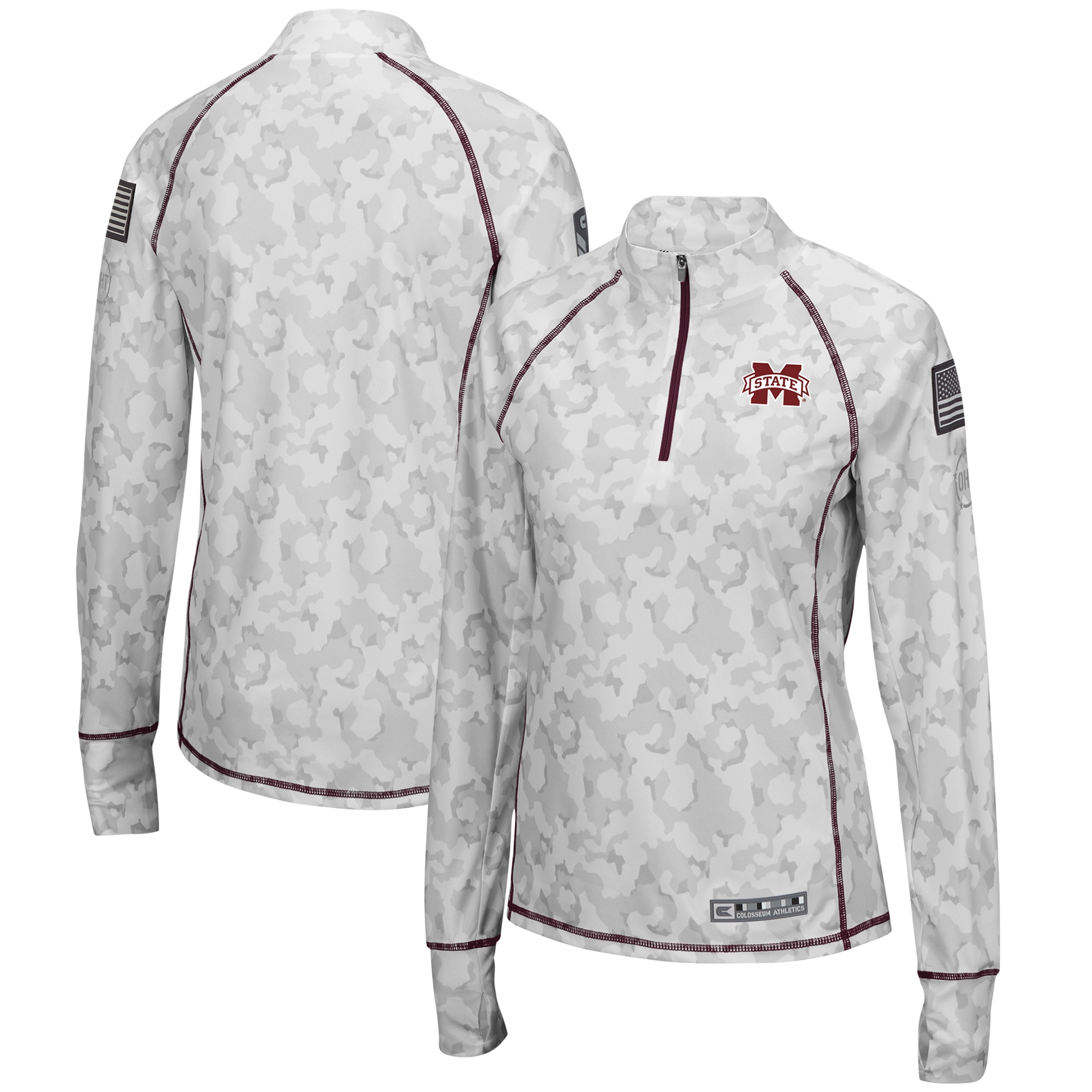 Women's Colosseum Camo Mississippi State Bulldogs OHT Military Appreciation Officer Arctic Lightweight Quarter-Zip Top - Image 2