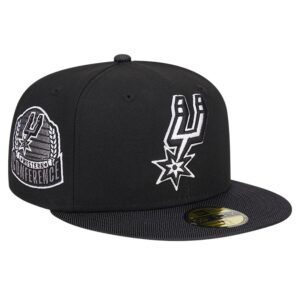 Men's New Era Black San Antonio Spurs Active Satin Visor 59FIFTY Fitted Hat
