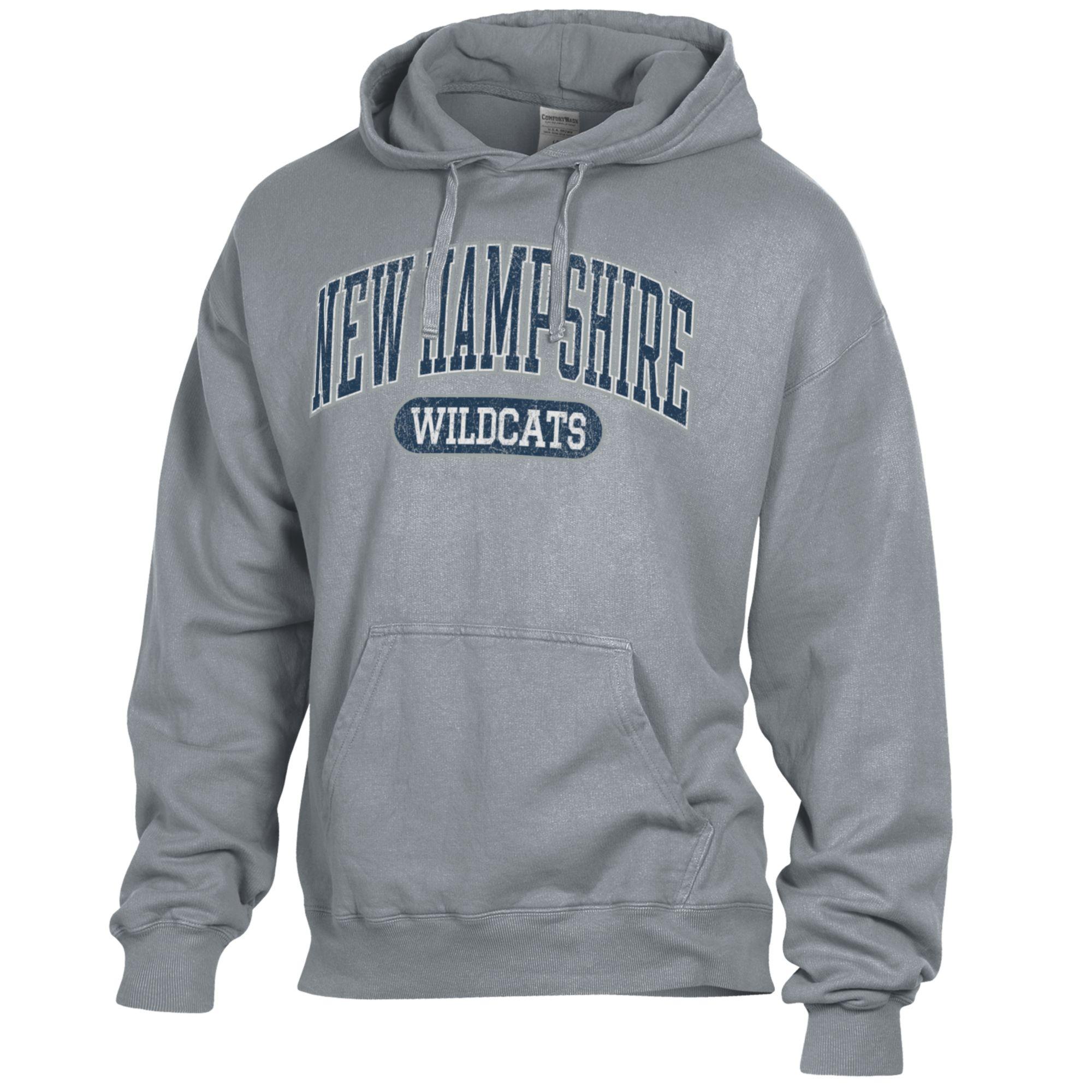 Men's Comfort Wash Gray New Hampshire Wildcats Lightweight Fleece Pullover Hoodie - Image 3