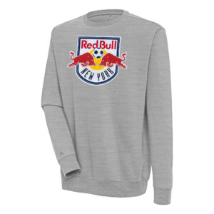 Men's Antigua Heather Gray New York Red Bulls Victory Pullover Sweatshirt