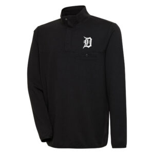 Men's Antigua  Black Detroit Tigers Steamer Quarter-Snap Pullover Jacket