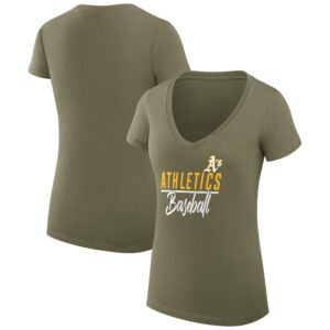 Women's G-III 4Her by Carl Banks Green Athletics Team Graphic V-Neck Fitted T-Shirt