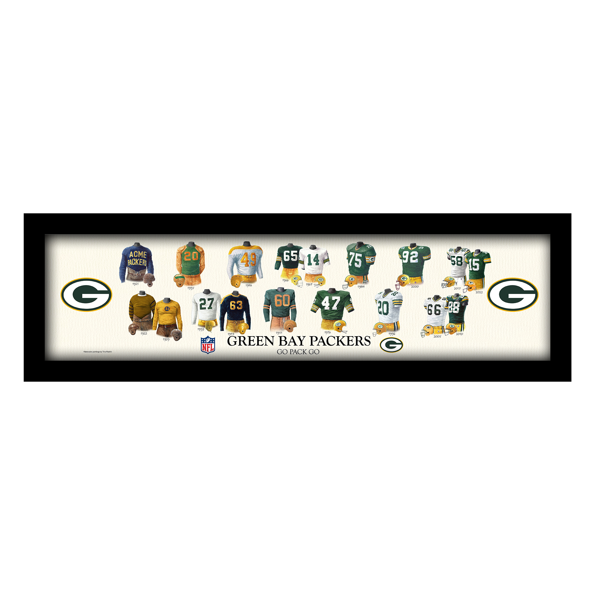 Green Bay Packers 8" x 26" Framed Art Uniform Heritage Print - Image 4