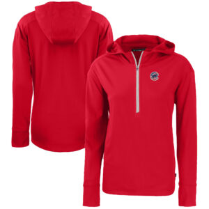 Women's Cutter & Buck  Red Chicago Cubs Daybreak Eco Recycled Half-Zip Hoodie