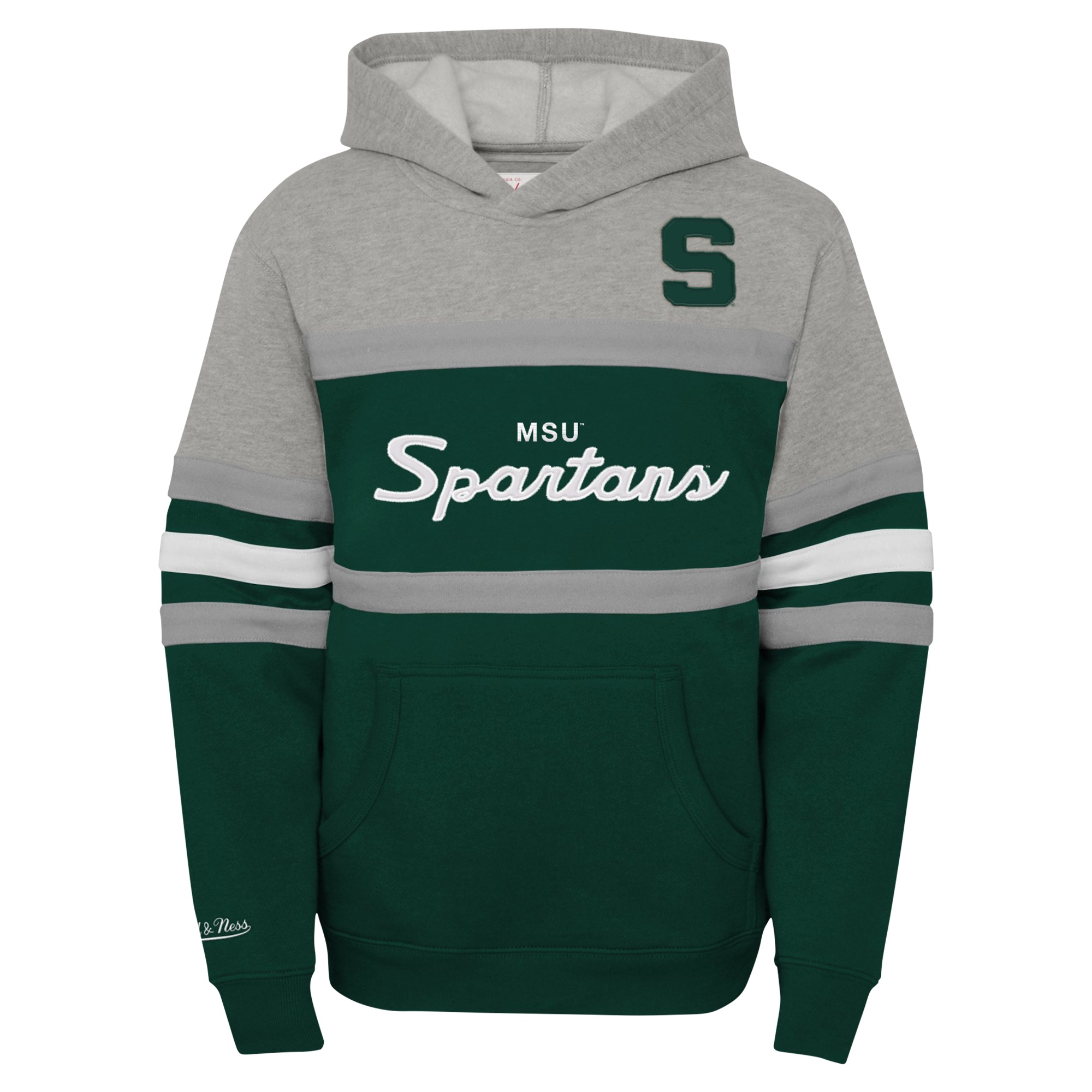 Youth Mitchell & Ness Green Michigan State Spartans Head Coach Hoodie - Image 3