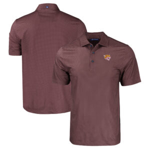 Men's Cutter & Buck Maroon Bethune-Cookman Wildcats Pike Eco Tonal Geo Print Stretch Recycled Polo