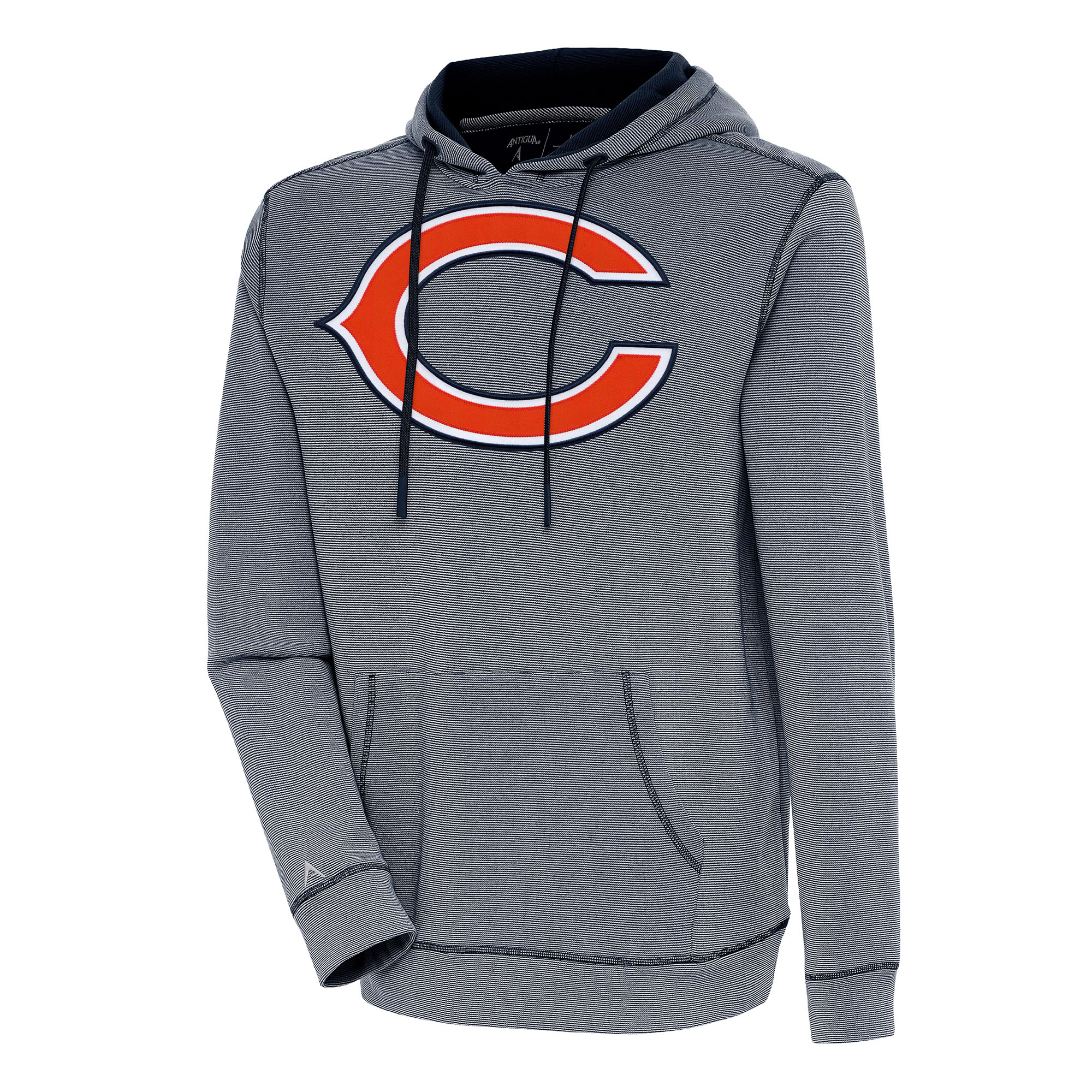 Men's Antigua Navy/White Chicago Bears Axe Bunker Tri-Blend Pullover Hoodie
