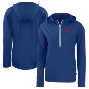 Women's Cutter & Buck  Royal Buffalo Bills Throwback Daybreak Eco Recycled Half-Zip Hoodie