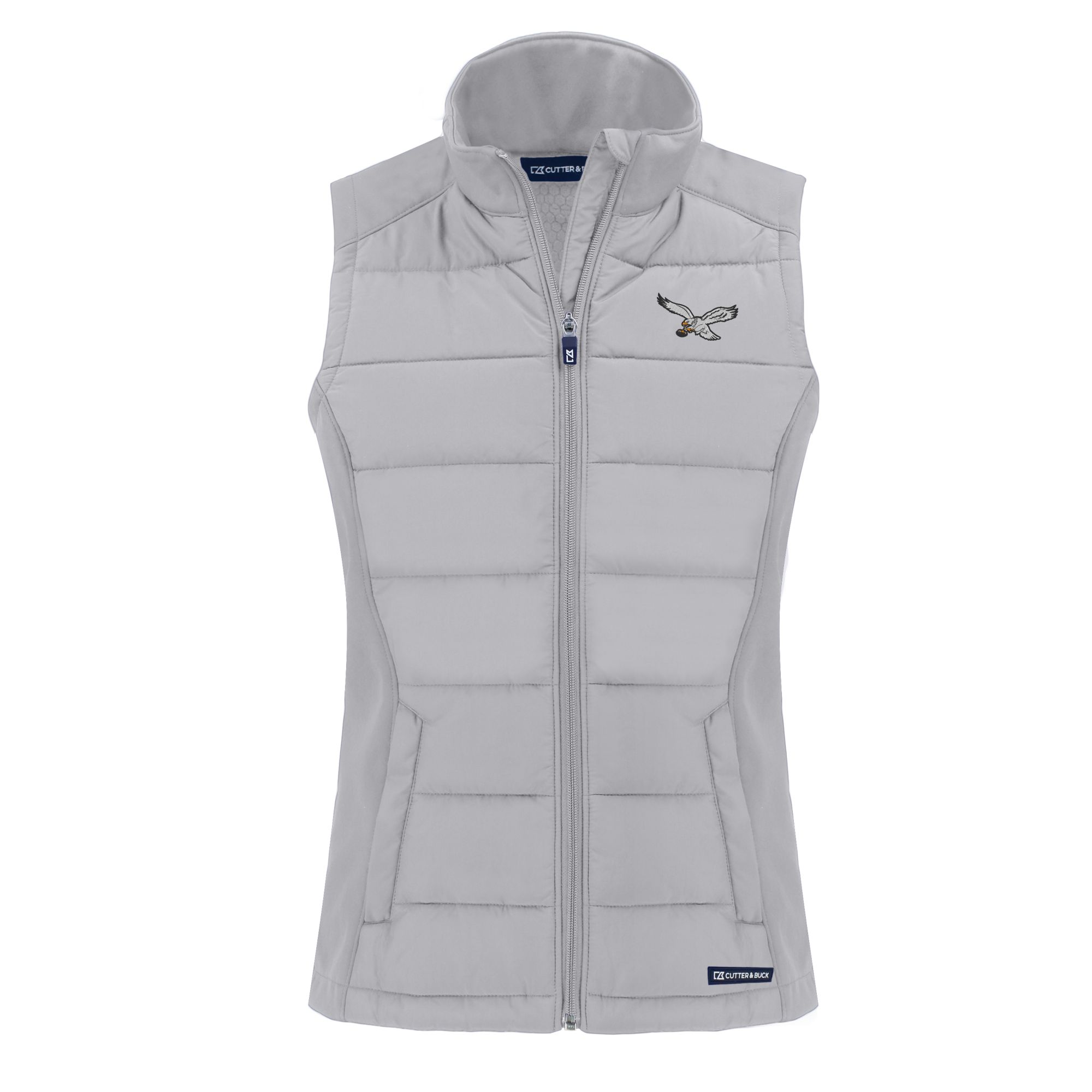 Women's Cutter & Buck Gray Philadelphia Eagles Throwback Evoke Hybrid Eco Softshell Recycled Full-Zip Vest - Image 10