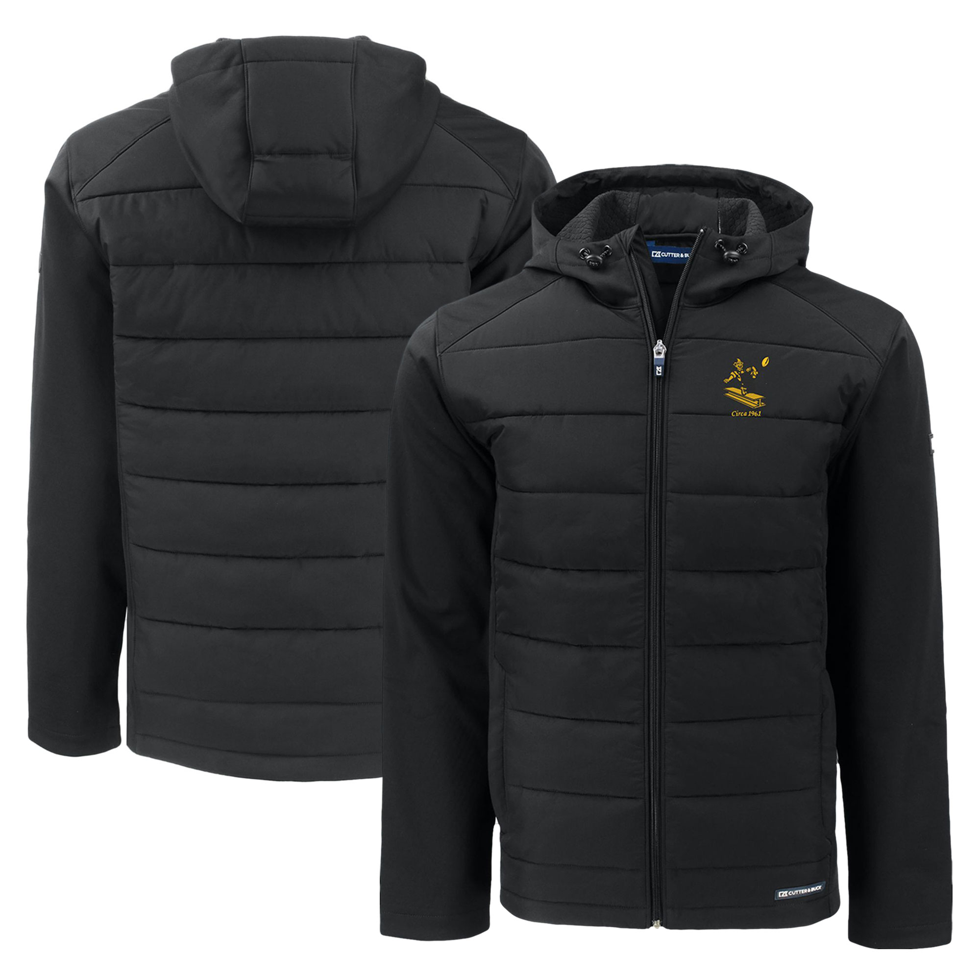 Men's Cutter & Buck Black Pittsburgh Steelers Throwback Evoke Hybrid Eco Softshell Recycled Full-Zip Hoodie Jacket