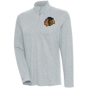 Women's Antigua  Heather Gray Chicago Blackhawks Confront Quarter-Zip Pullover Top