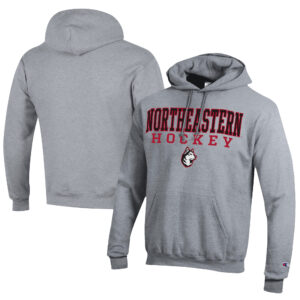 Men's Champion  Gray Northeastern Huskies Hockey Eco Powerblend Pullover Hoodie