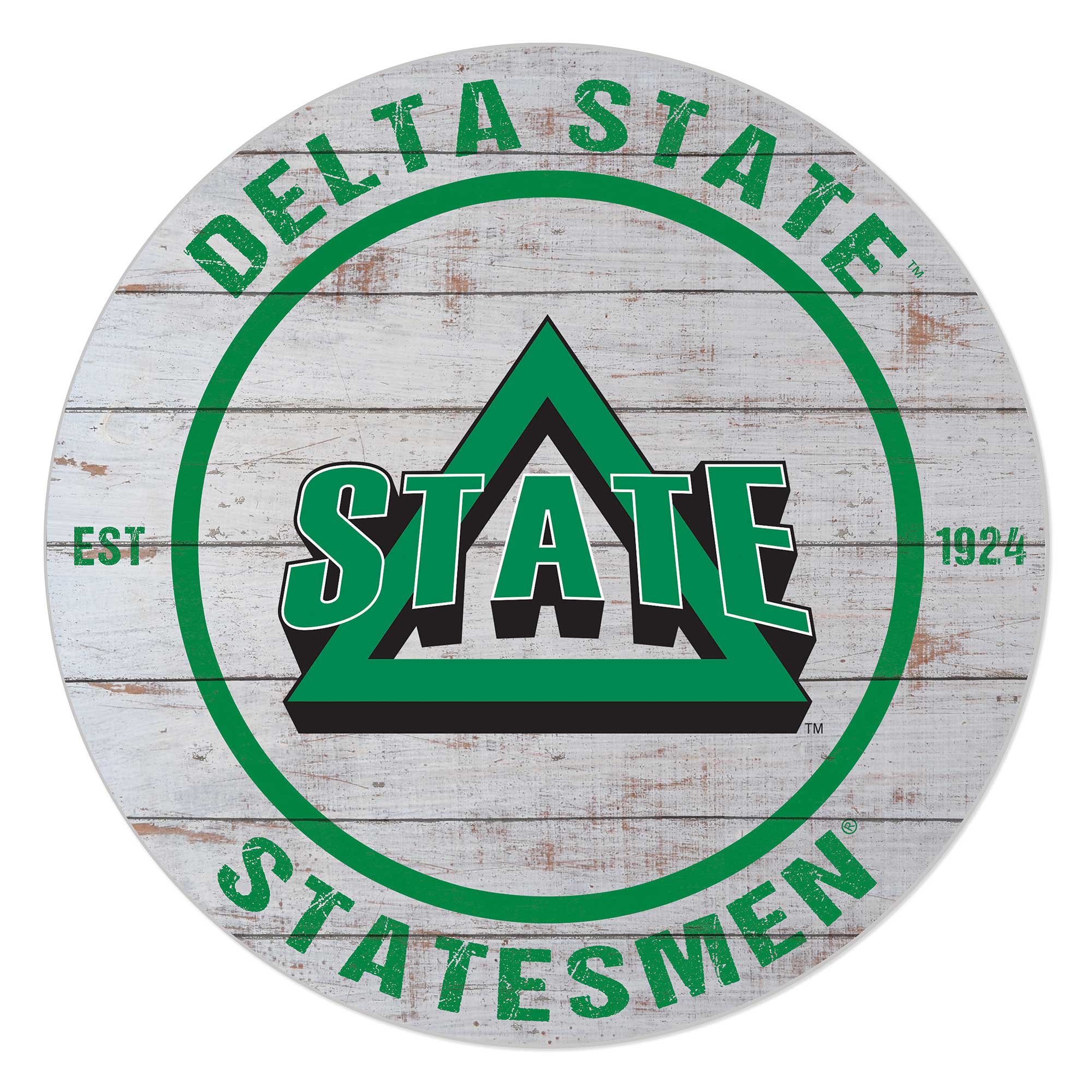 Delta State Statesmen 20" Indoor/Outdoor Weathered Circle Sign