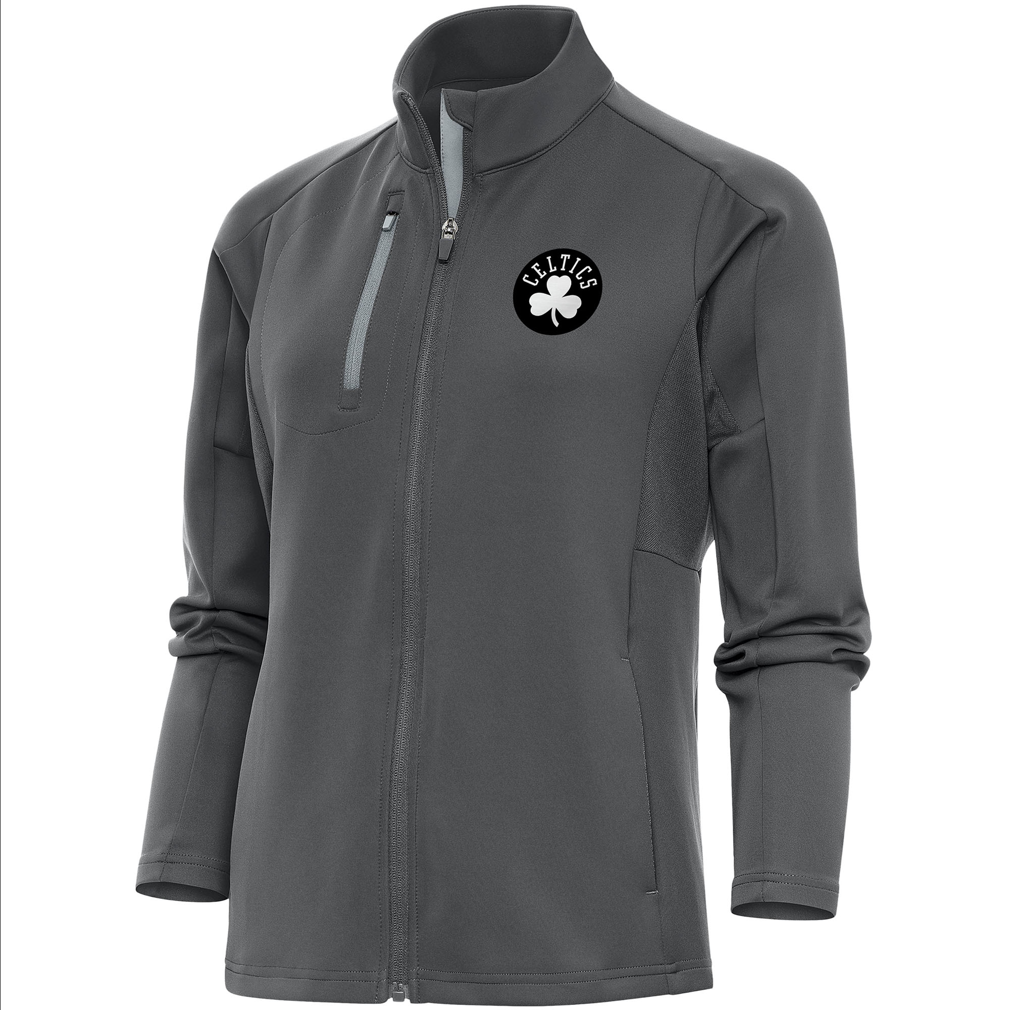 Women's Antigua Charcoal Boston Celtics Brushed Metallic Generation Full-Zip Jacket