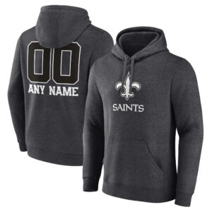 Men's Charcoal New Orleans Saints Monochrome Personalized Name & Number Pullover Hoodie