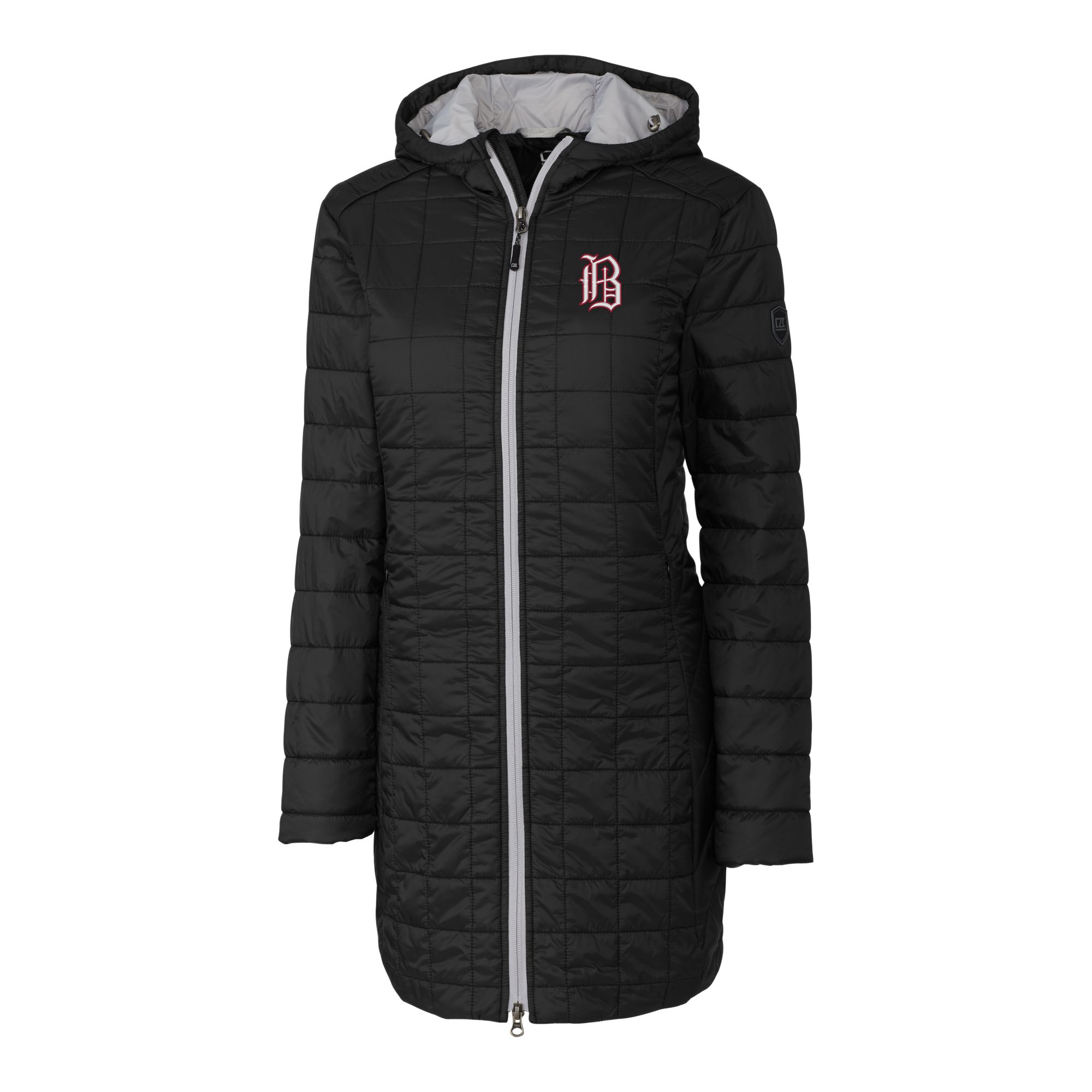 Women's Cutter & Buck Black Birmingham Barons Rainier Primaloft Eco Insulated Hooded Long Coat - Image 3