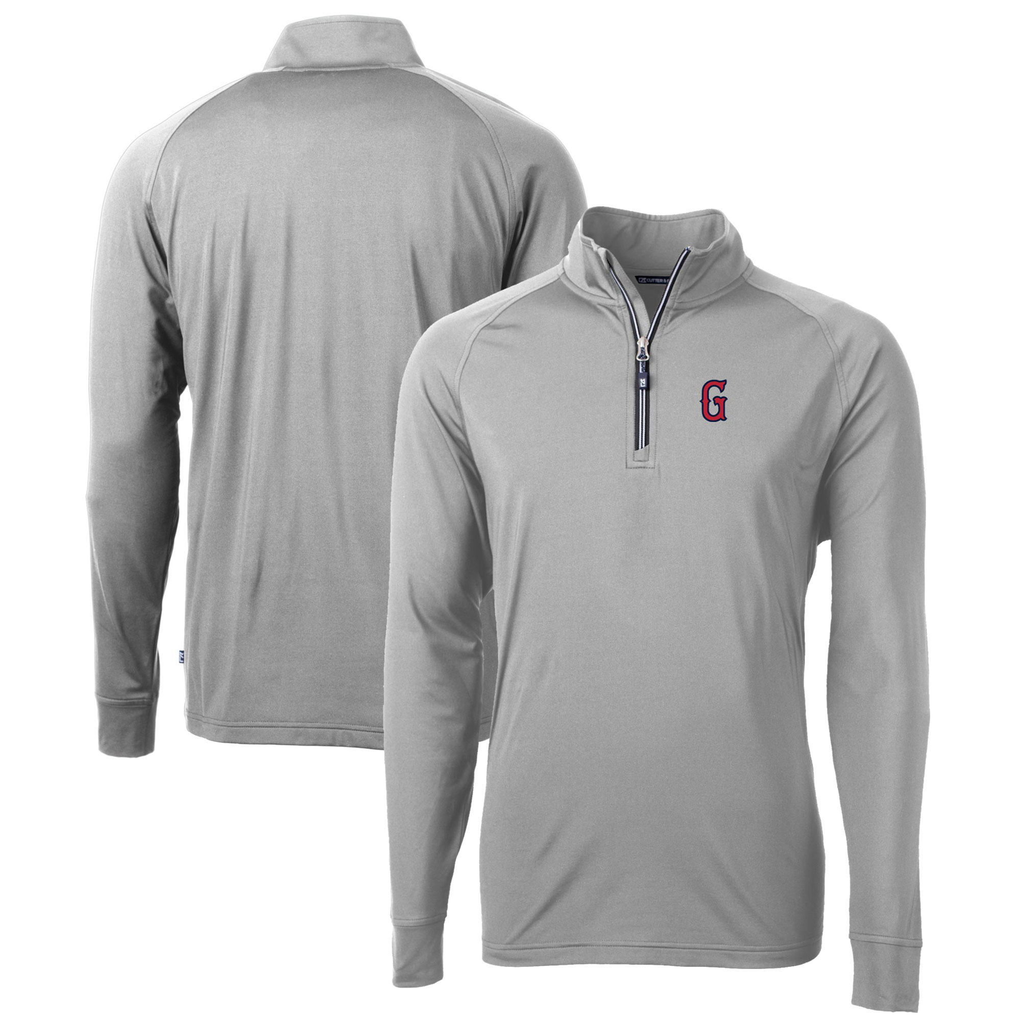 Men's Cutter & Buck Gray Greenville Drive Adapt Eco Knit Stretch Recycled Quarter-Zip Pullover