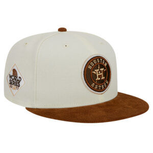 Men's New Era Cream Houston Astros Chrome Corduroy Visor 59FIFTY Fitted Hat