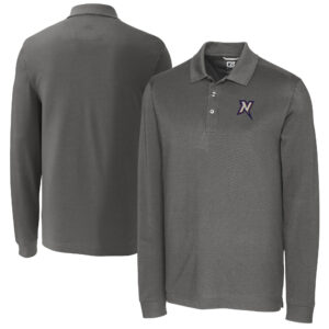 Men's Cutter & Buck  Gray Northwest Arkansas Naturals Advantage Tri-Blend Pique Big & Tall Long Sleeve Polo