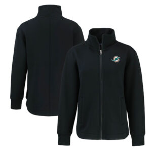 Women's Cutter & Buck  Black Miami Dolphins Roam Eco Recycled Full-Zip Jacket