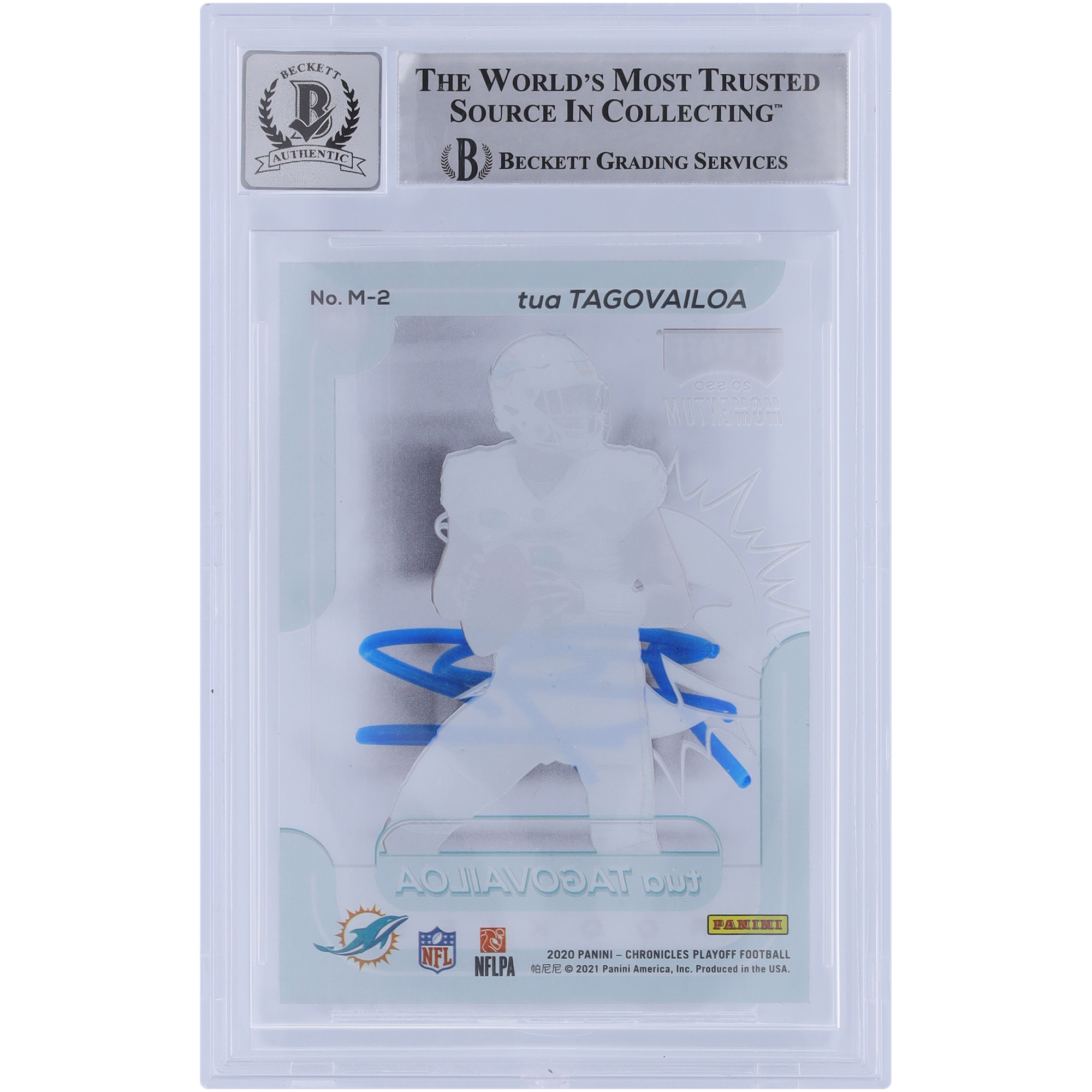 Tua Tagovailoa Miami Dolphins Autographed 2020 Panini Chronicles Momentum #M-2 Beckett Fanatics Witnessed Authenticated 10 Rookie Card - Image 3
