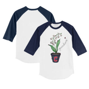 Infant Tiny Turnip White/Navy Cleveland Guardians Lilies & Ladybugs 3/4-Sleeve Raglan T-Shirt