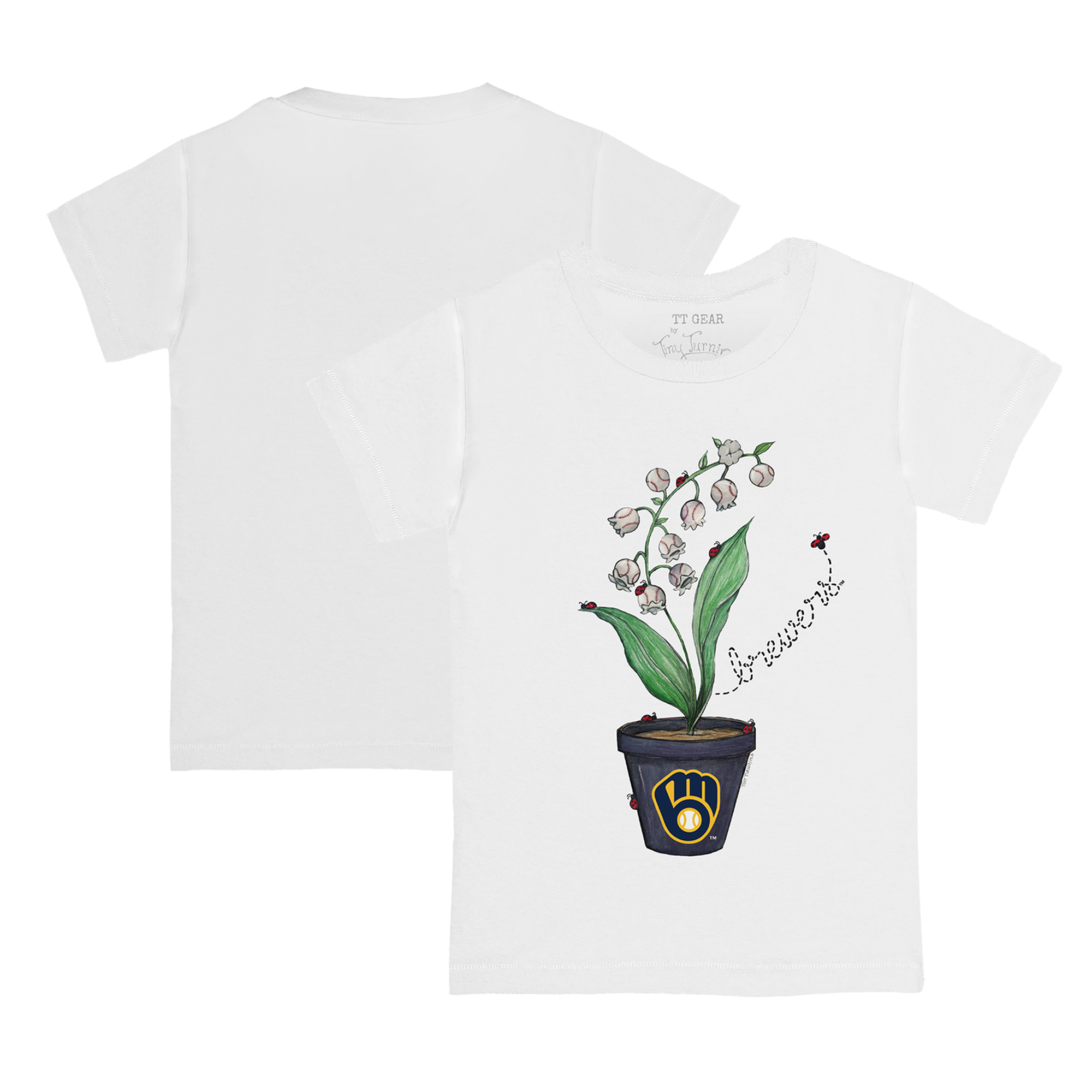 Toddler Tiny Turnip White Milwaukee Brewers Lilies & Ladybugs T-Shirt - Image 5