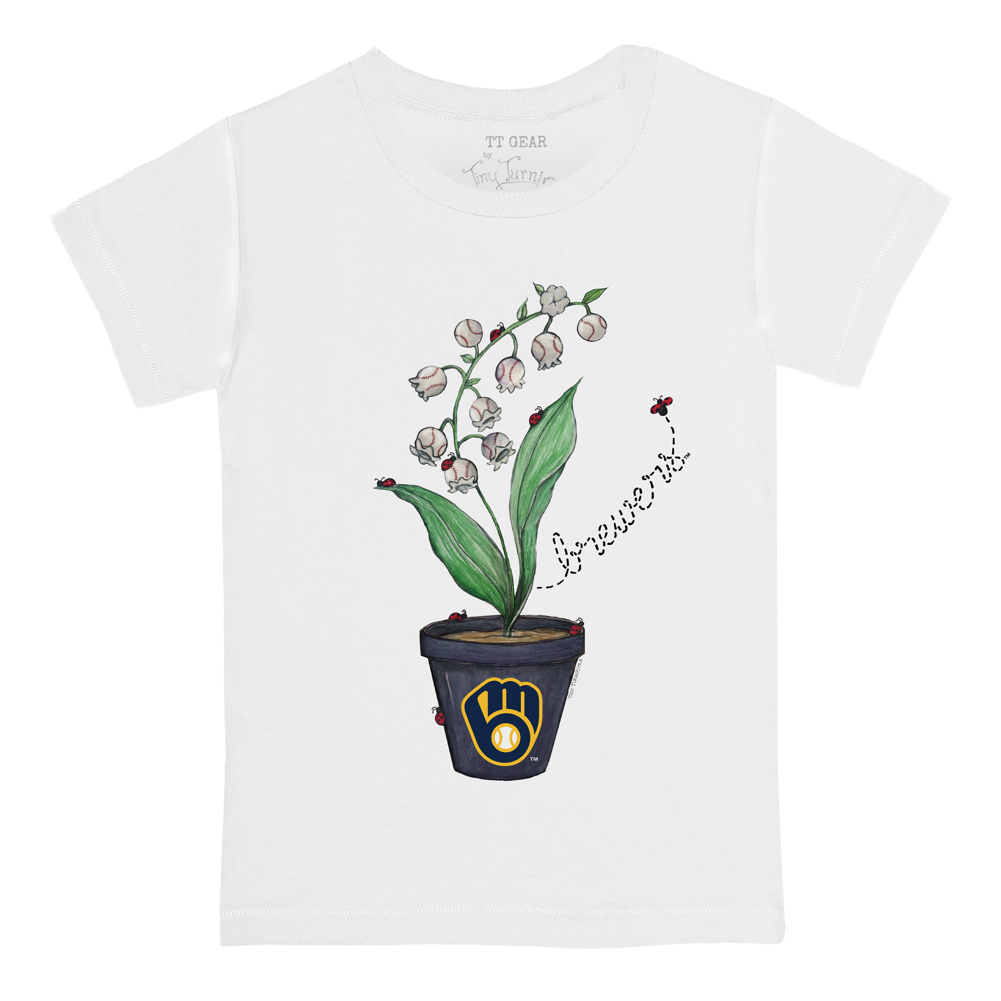 Toddler Tiny Turnip White Milwaukee Brewers Lilies & Ladybugs T-Shirt - Image 3