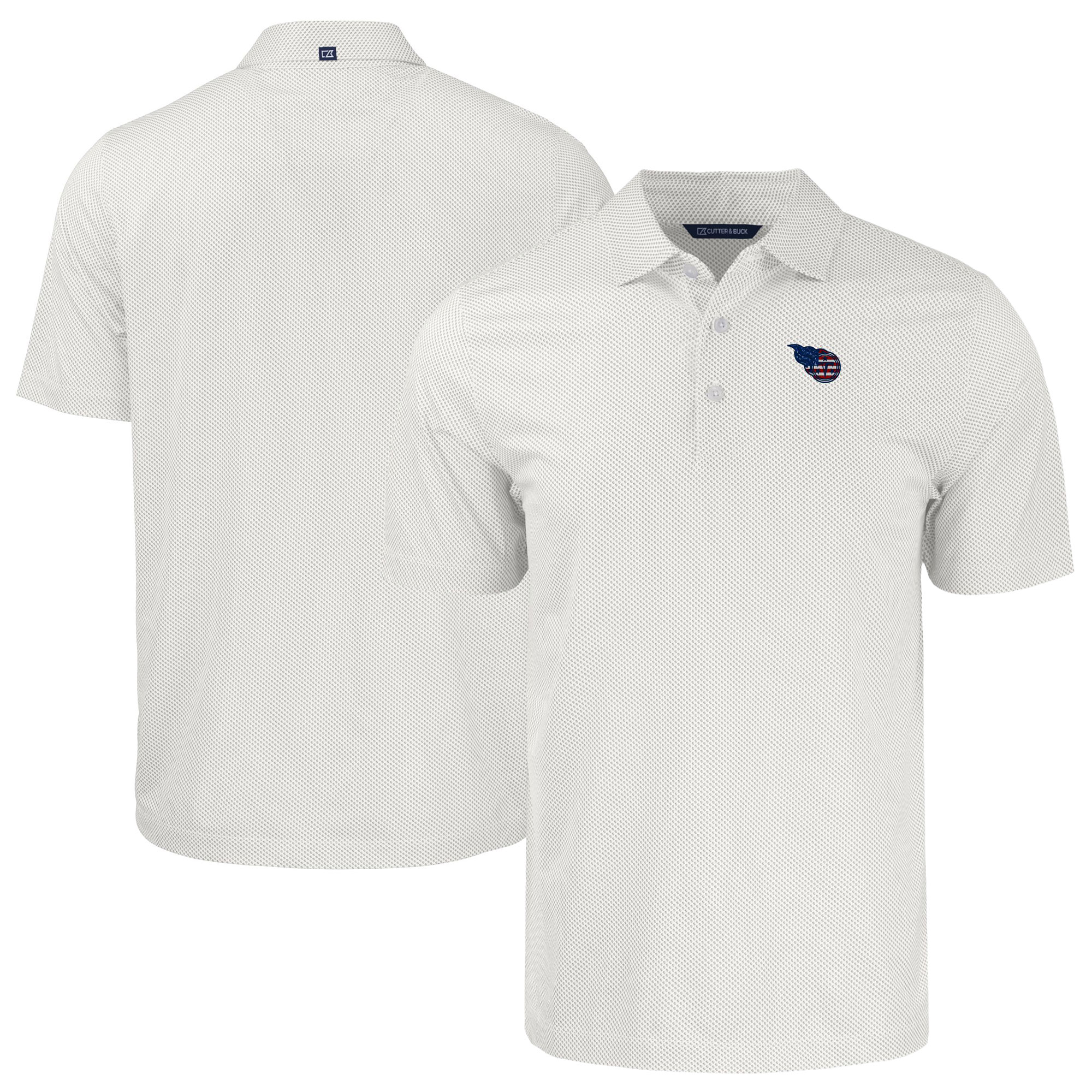 Men's Cutter & Buck White Tennessee Titans Big & Tall Americana Pike Eco Symmetry Print Stretch Recycled Polo