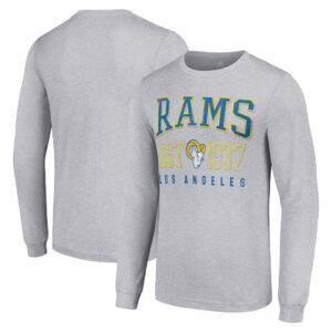 Men's Starter Heather Gray Los Angeles Rams Throwback Logo Long Sleeve T-Shirt