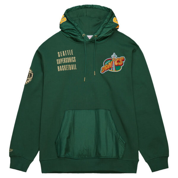 Men's Mitchell & Ness Green Seattle SuperSonics Hardwood Classics Team OG 2.0 Vintage Logo Fleece Pullover Hoodie - Image 8