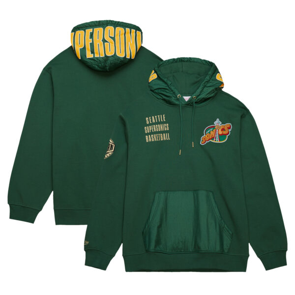 Men's Mitchell & Ness Green Seattle SuperSonics Hardwood Classics Team OG 2.0 Vintage Logo Fleece Pullover Hoodie