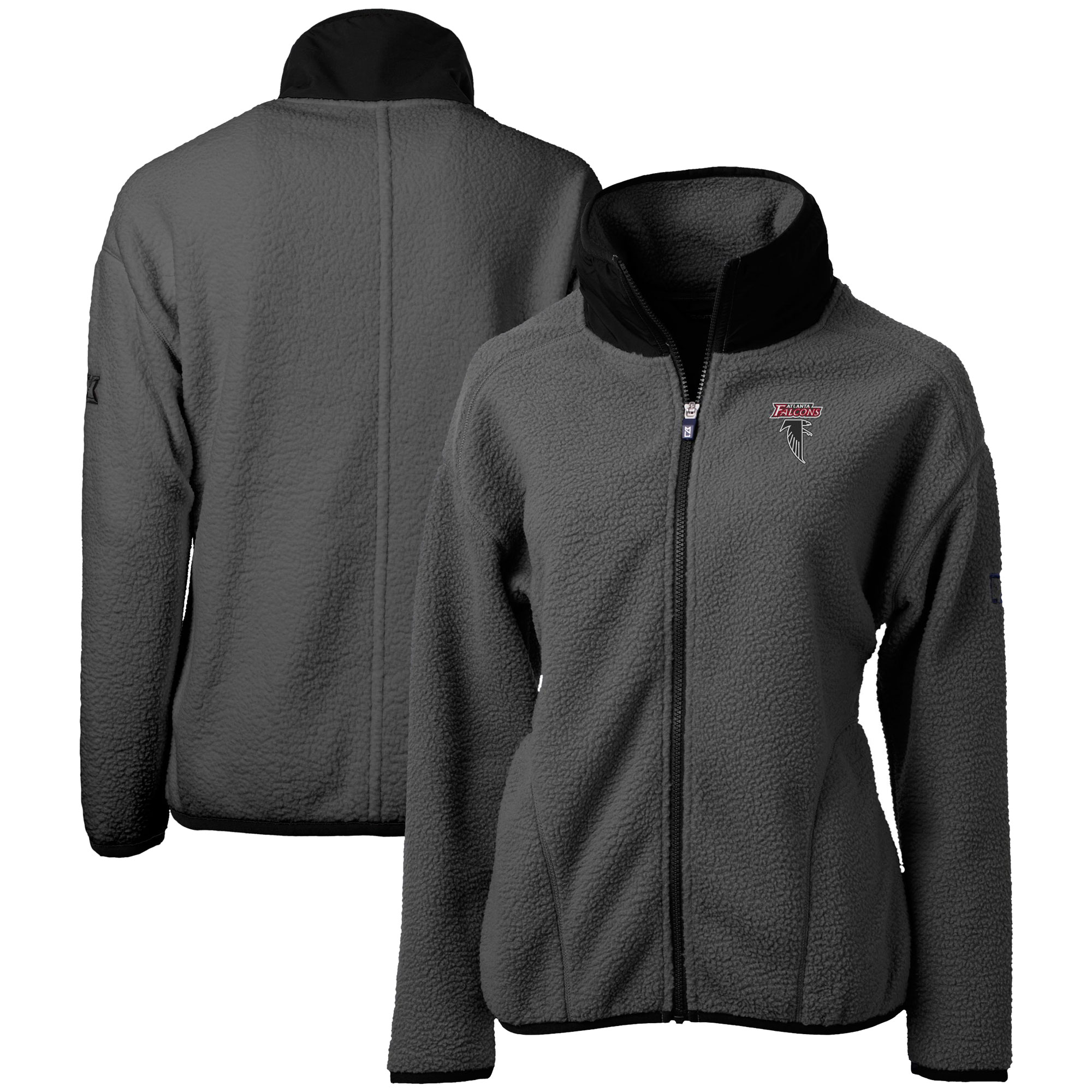 Women's Cutter & Buck Gray Atlanta Falcons Throwback Logo Cascade Eco Sherpa Full-Zip Fleece Jacket