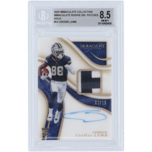 CeeDee Lamb Dallas Cowboys Autographed 2020 Panini Immaculate Collection Duo-Color Relic #ISP14 #8/25 BGS Authenticated 8.5 Rookie Card