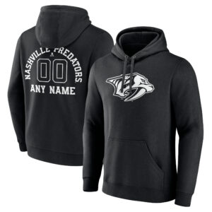 Men's Black Nashville Predators Personalized Name & Number Monochrome Pullover Hoodie