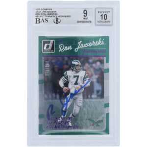 Ron Jaworski Philadelphia Eagles Autographed 2016 Panini Donruss Season Stat Line #234 #/398 Beckett Fanatics Witnessed Authenticated 9/10 Card