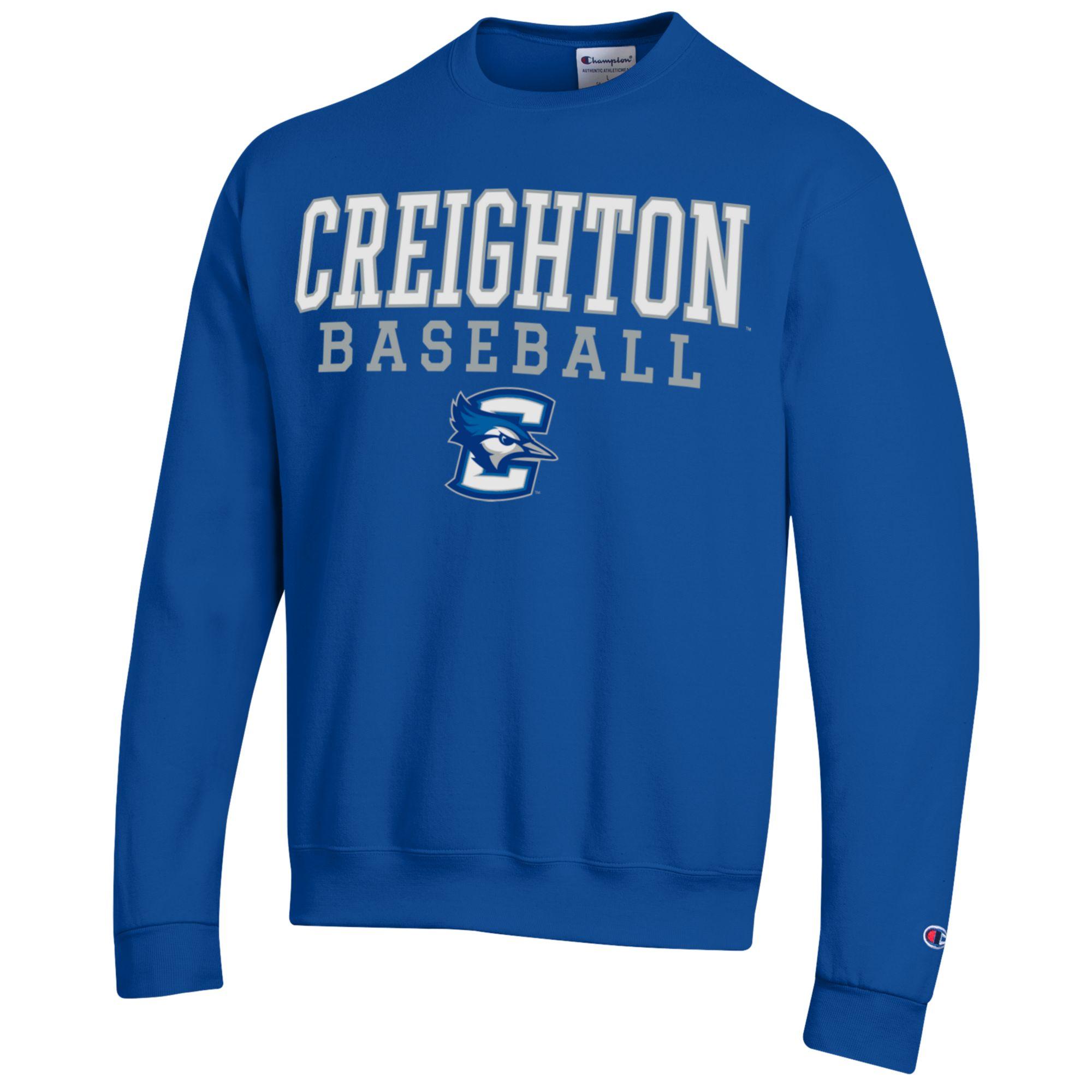 Men's Champion Blue Creighton Bluejays Stack Baseball Powerblend Pullover Sweatshirt - Image 3