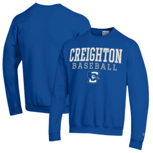 Men's Champion  Blue Creighton Bluejays Stack Baseball Powerblend Pullover Sweatshirt
