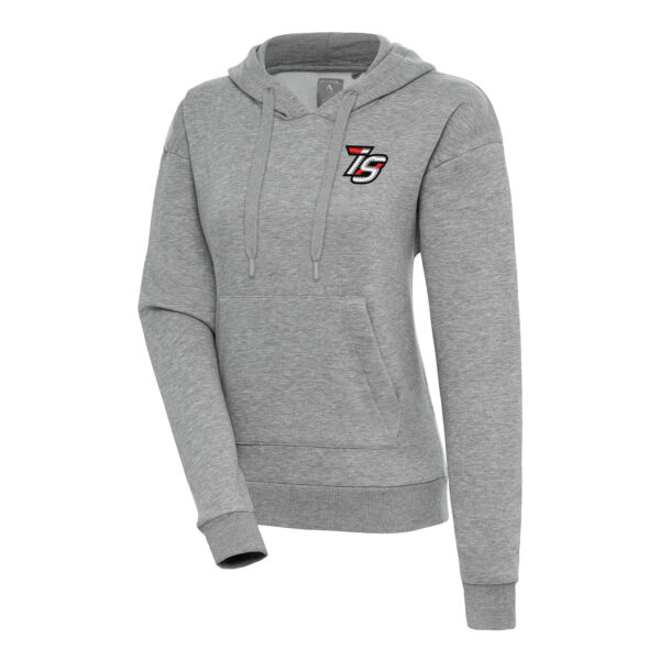 Women's Antigua Heather Gray Iowa Speedway Victory Pullover Hoodie