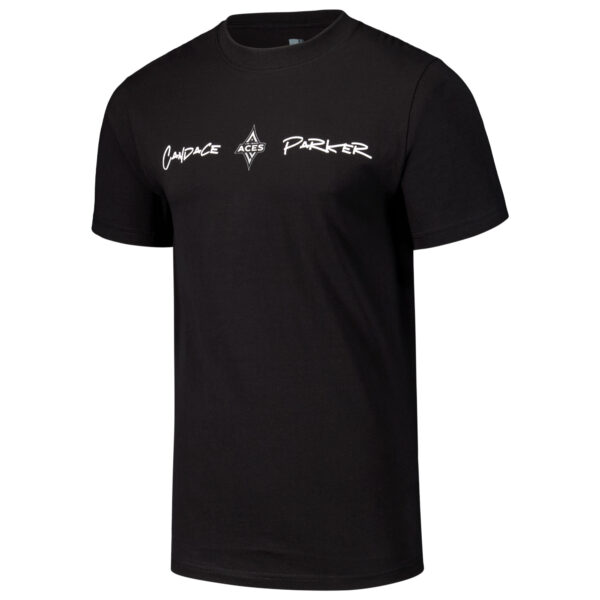 Unisex round21 Candace Parker Black Las Vegas Aces Player Signature Name & Number T-Shirt - Image 6