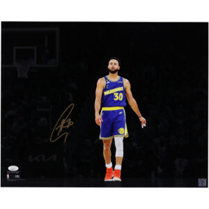 Stephen Curry Golden State Warriors Autographed 16" x 20" Holding Mouth Guard Spotlight Photograph - JSA